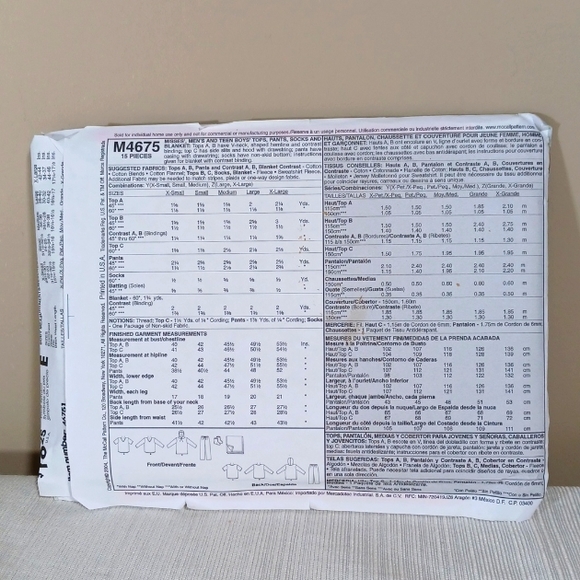 McCall's Pattern #M4675 in Sz XS, S, & M - Picture 2 of 3